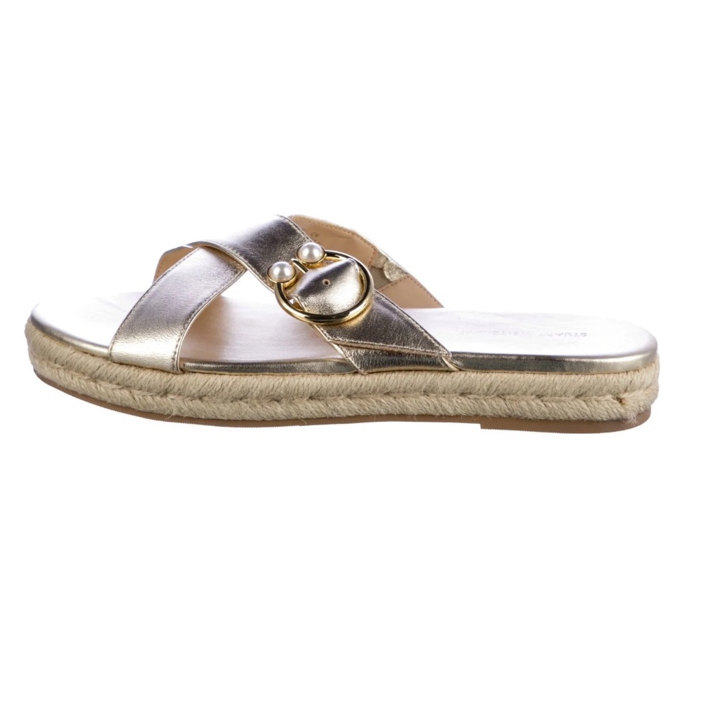 Stuart Weitzman Gold Espadrille Platform Sandals like new size 8 - Picture 2 of 6
